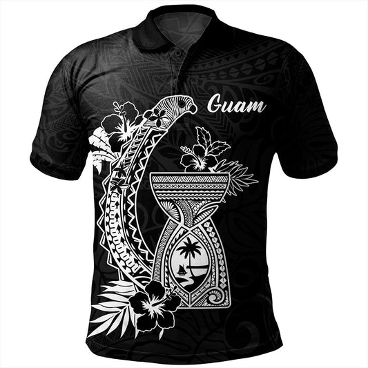 Guam Polo Shirt Hook With Latte Stone Hibiscus Tropical