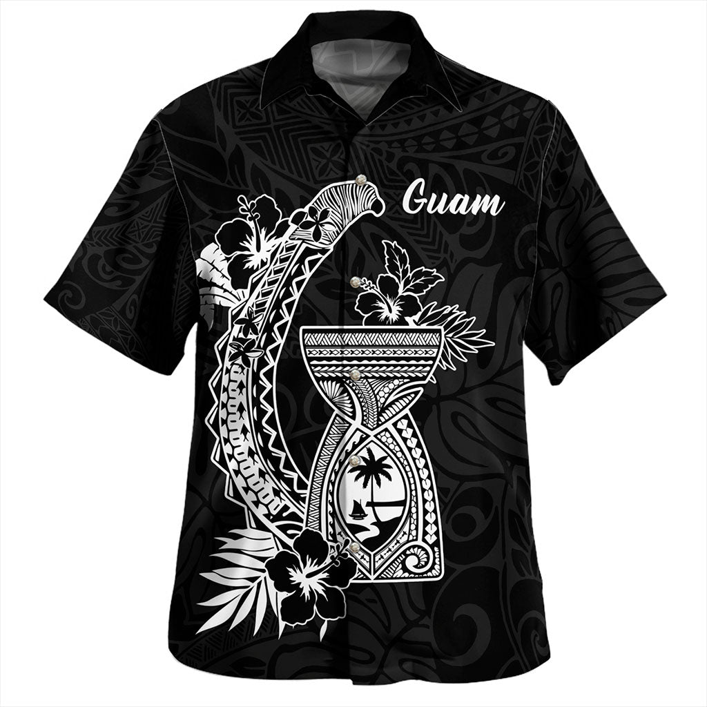 Guam Hawaiian Shirt Hook With Latte Stone Hibiscus Tropical Blue