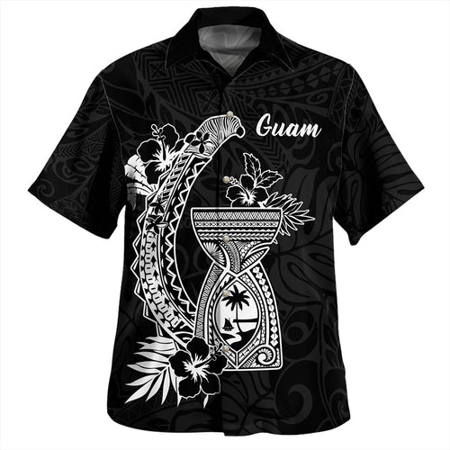 Guam Hawaiian Shirt Hook With Latte Stone Hibiscus Tropical Blue
