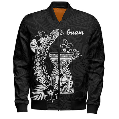 Guam Bomber Jacket Hook With Latte Stone Hibiscus Tropical