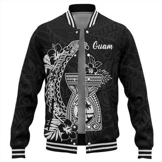 Guam Baseball Jacket Hook With Latte Stone Hibiscus Tropical