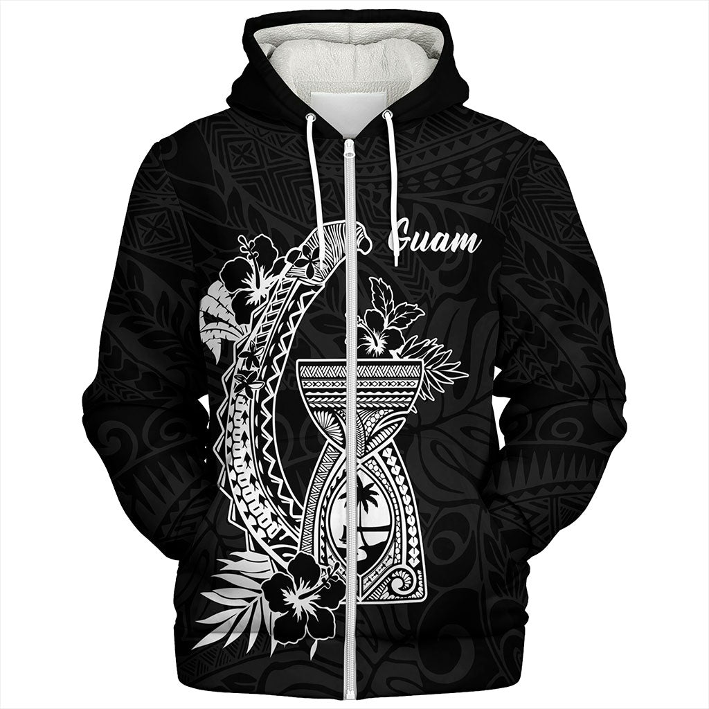 Guam Sherpa Hoodie Hook With Latte Stone Hibiscus Tropical