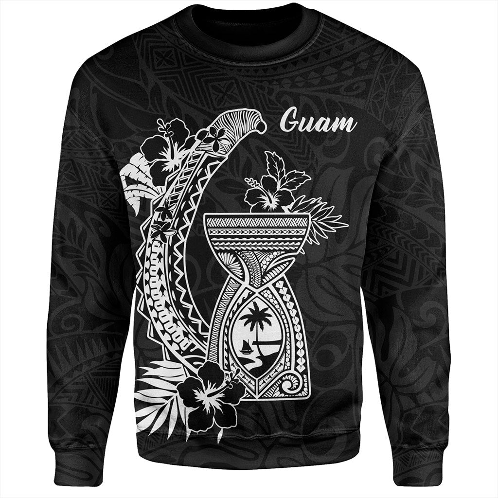 Guam Sweatshirt Hook With Latte Stone Hibiscus Tropical