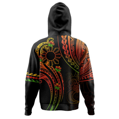 Philippines Filipinos Hoodie Tribal Polynesian Sun Sampaguita Flower Reggae
