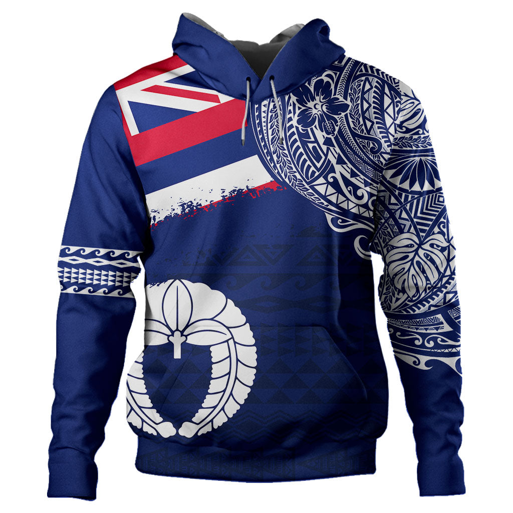 Hawaii Hoodie Custom Funakoshi Karate Polynesian Flag With Coat Of Arms