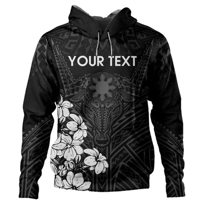 Philippines Filipinos Hoodie Custom Water Buffalo Tattoo With Sampaguita Patterns