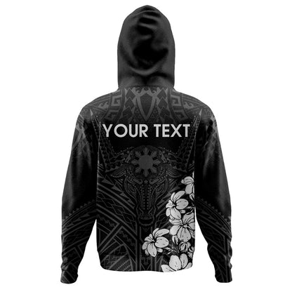 Philippines Filipinos Hoodie Custom Water Buffalo Tattoo With Sampaguita Patterns