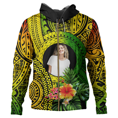 Hawaii Hoodie Custom Polynesian Tribal Tattoo Circle With Tropical Flower