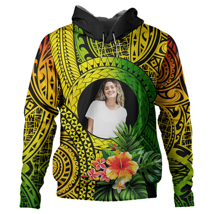Hawaii Hoodie Custom Polynesian Tribal Tattoo Circle With Tropical Flower