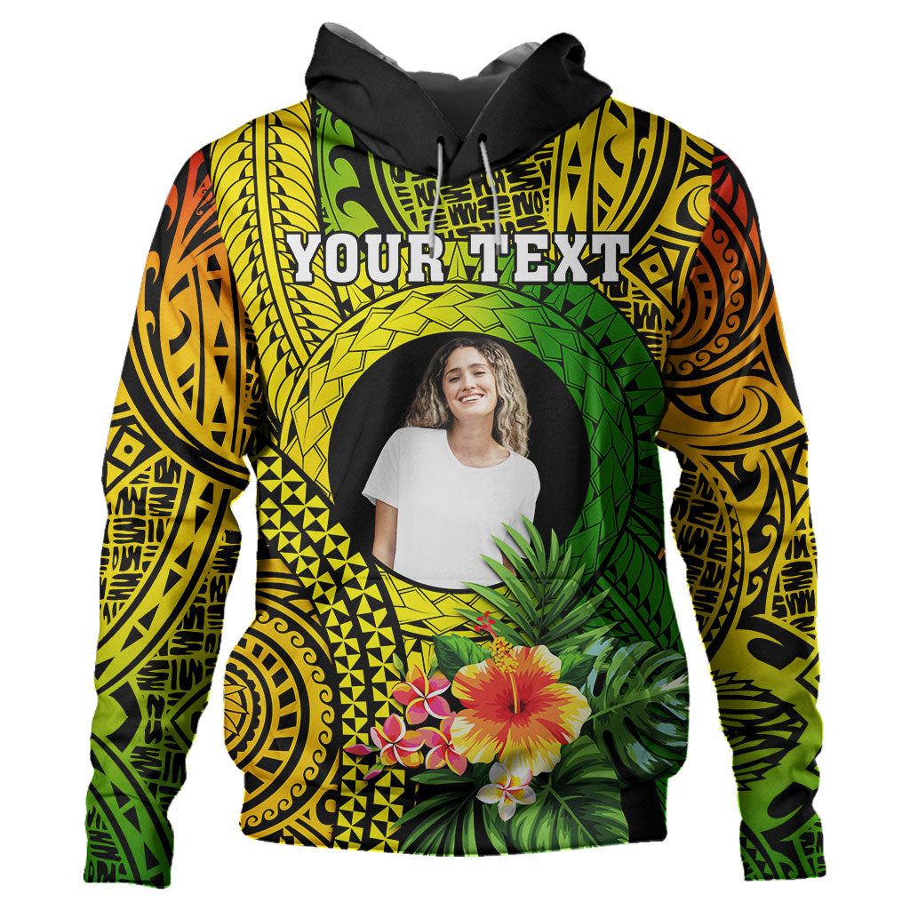 Hawaii Hoodie Custom Polynesian Tribal Tattoo Circle With Tropical Flower