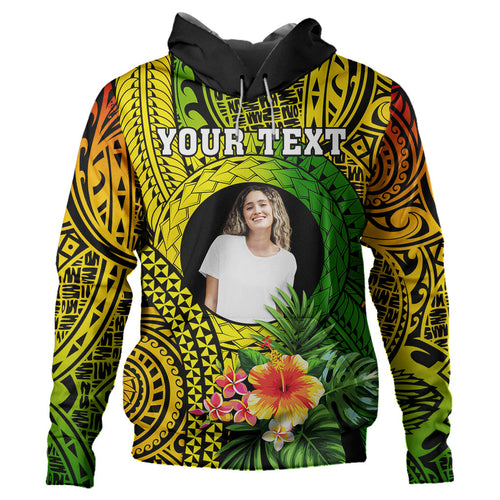 Hawaii Hoodie Custom Polynesian Tribal Tattoo Circle With Tropical Flower
