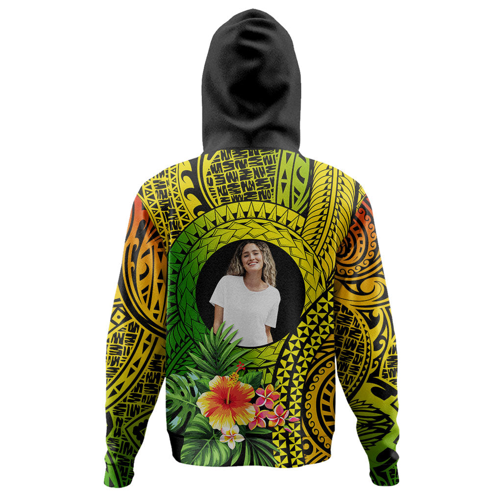 Hawaii Hoodie Custom Polynesian Tribal Tattoo Circle With Tropical Flower