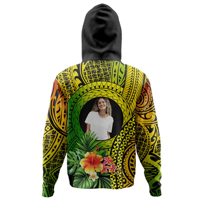Hawaii Hoodie Custom Polynesian Tribal Tattoo Circle With Tropical Flower