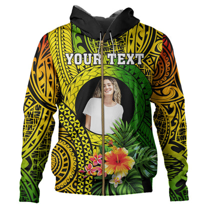 Hawaii Hoodie Custom Polynesian Tribal Tattoo Circle With Tropical Flower