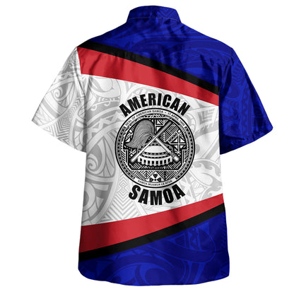 American Samoa Hawaiian Shirt - American Samoa Polynesian Flag With Coat Of Arms