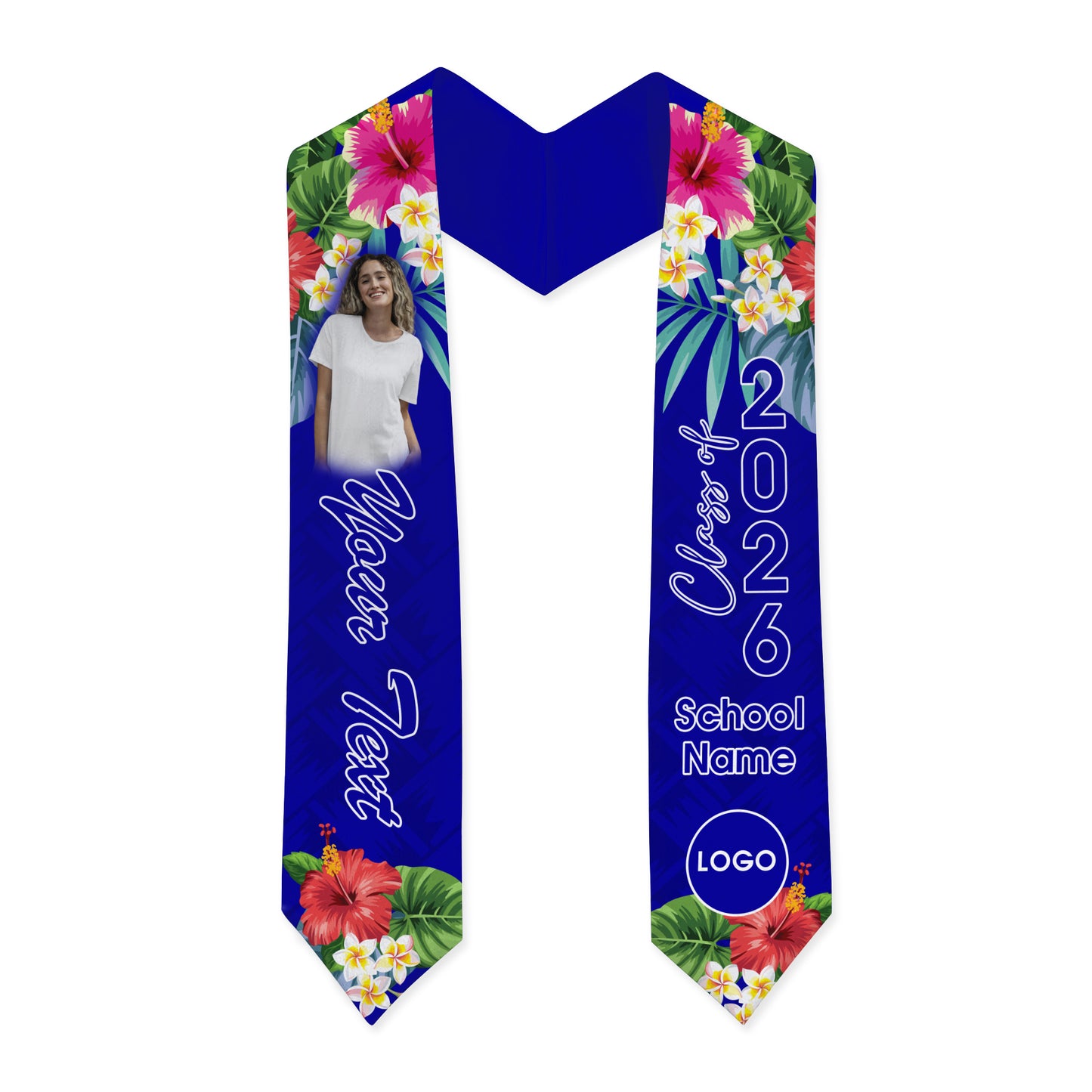 Hawaii Graduation Stole Custom Class 2026 Tropical Hibiscus Island Style