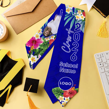 Hawaii Graduation Stole Custom Class 2026 Tropical Hibiscus Island Style