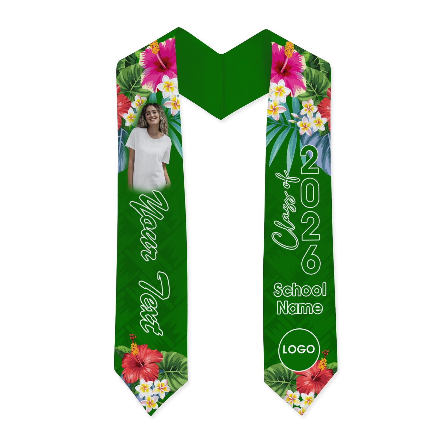 Hawaii Graduation Stole Custom Class 2026 Tropical Hibiscus Island Style