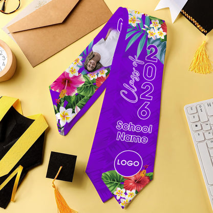 Hawaii Graduation Stole Custom Class 2026 Tropical Hibiscus Island Style