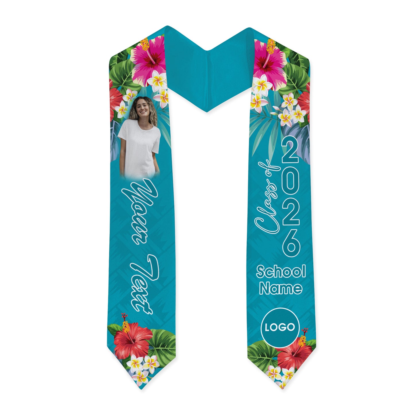 Hawaii Graduation Stole Custom Class 2026 Tropical Hibiscus Island Style