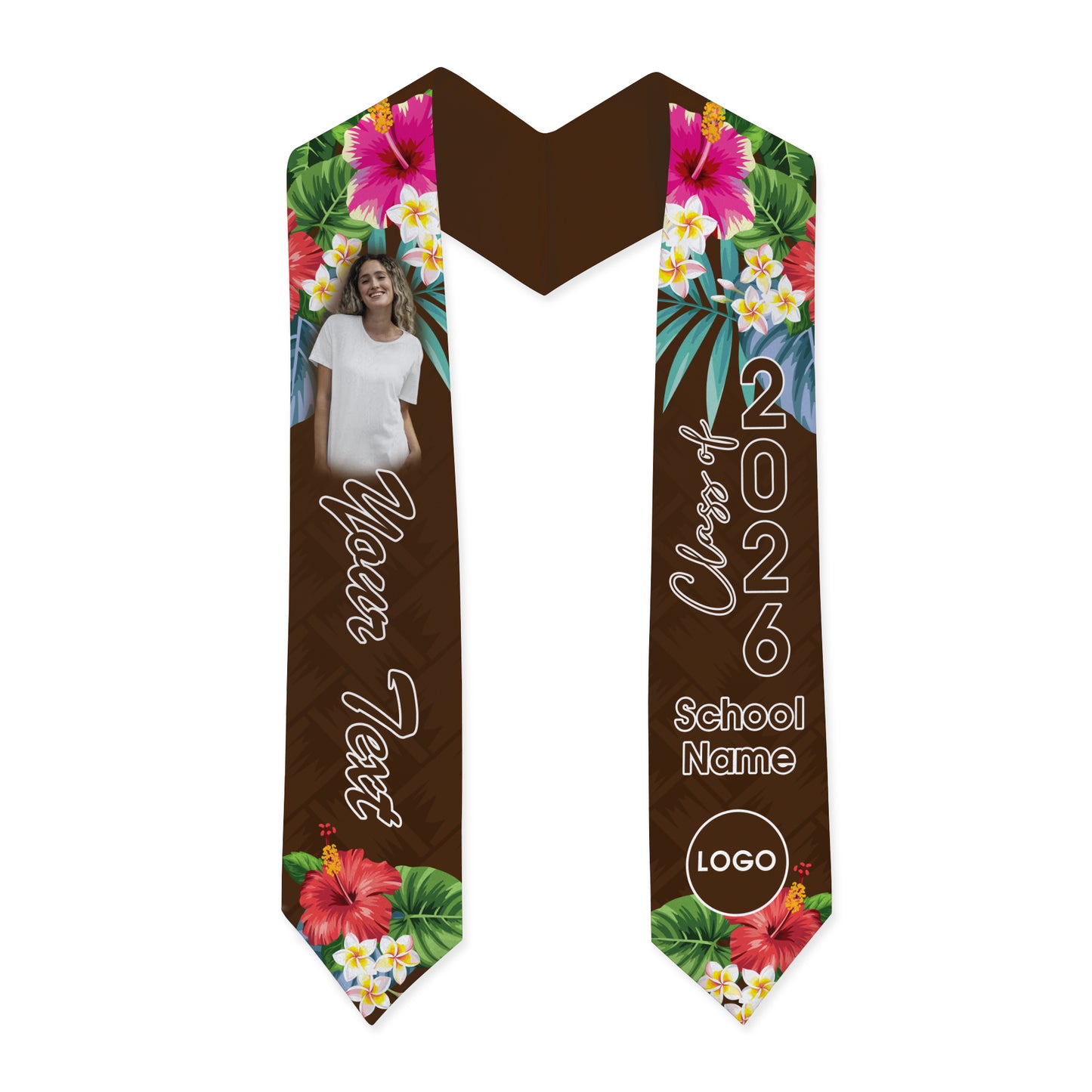 Hawaii Graduation Stole Custom Class 2026 Tropical Hibiscus Island Style