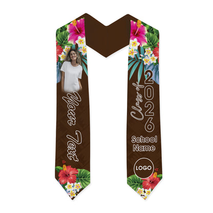 Hawaii Graduation Stole Custom Class 2026 Tropical Hibiscus Island Style