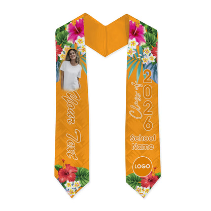 Hawaii Graduation Stole Custom Class 2026 Tropical Hibiscus Island Style