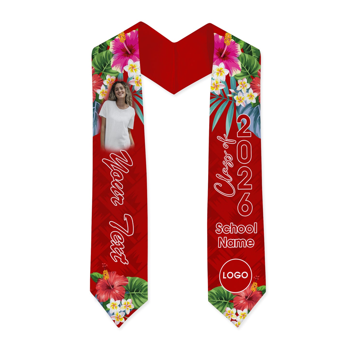 Hawaii Graduation Stole Custom Class 2026 Tropical Hibiscus Island Style