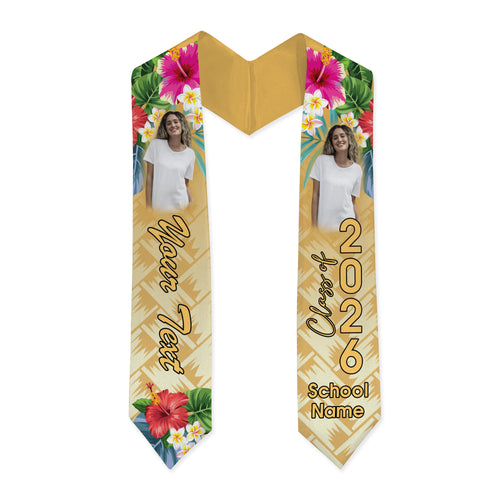 Hawaii Graduation Stole Custom Class 2026 Tropical Hibiscus Island Pride Ver.Image