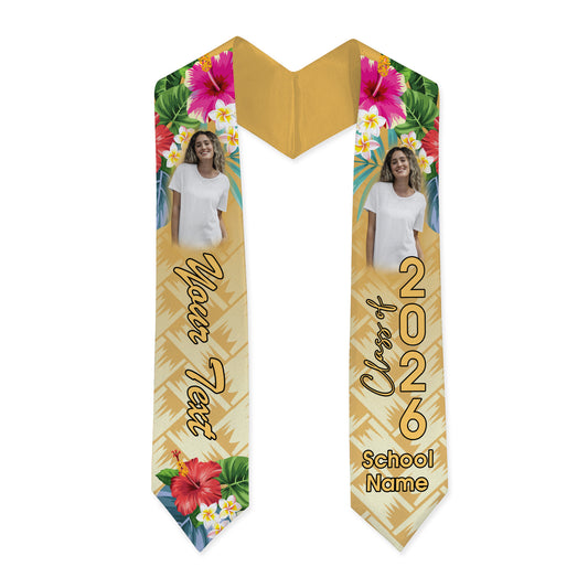Hawaii Graduation Stole Custom Class 2026 Tropical Hibiscus Island Pride Ver.Image