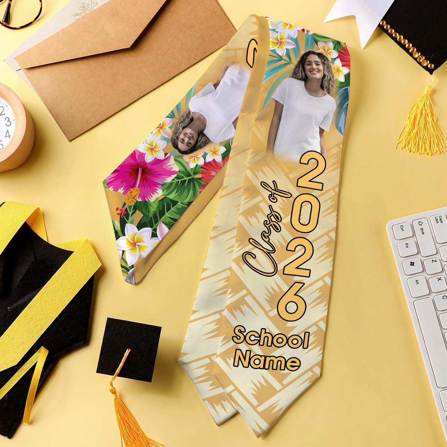 Hawaii Graduation Stole Custom Class 2026 Tropical Hibiscus Island Pride Ver.Image