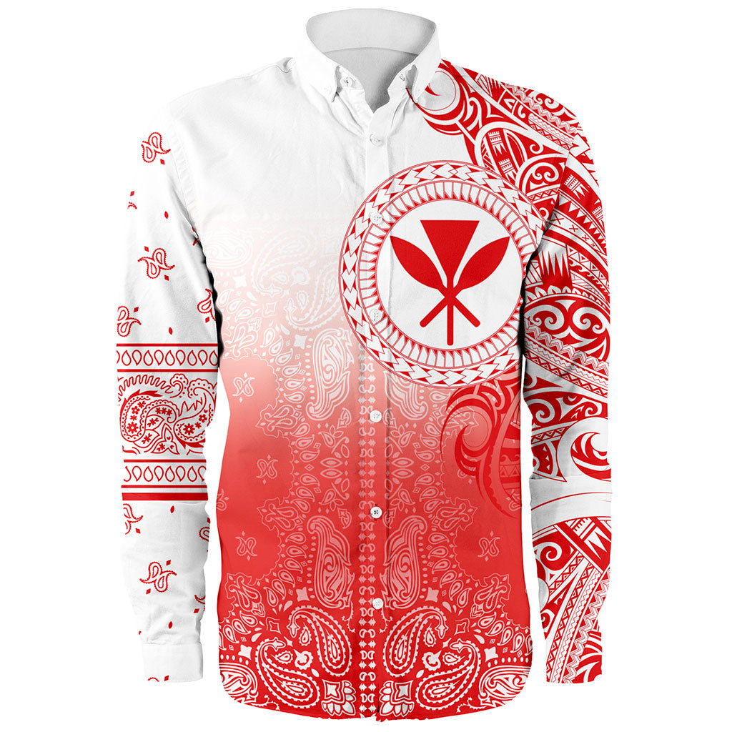 Hawaii Long Sleeve Shirt Custom Kanaka Paisley Style