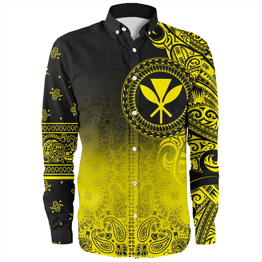 Hawaii Long Sleeve Shirt Custom Kanaka Paisley Style