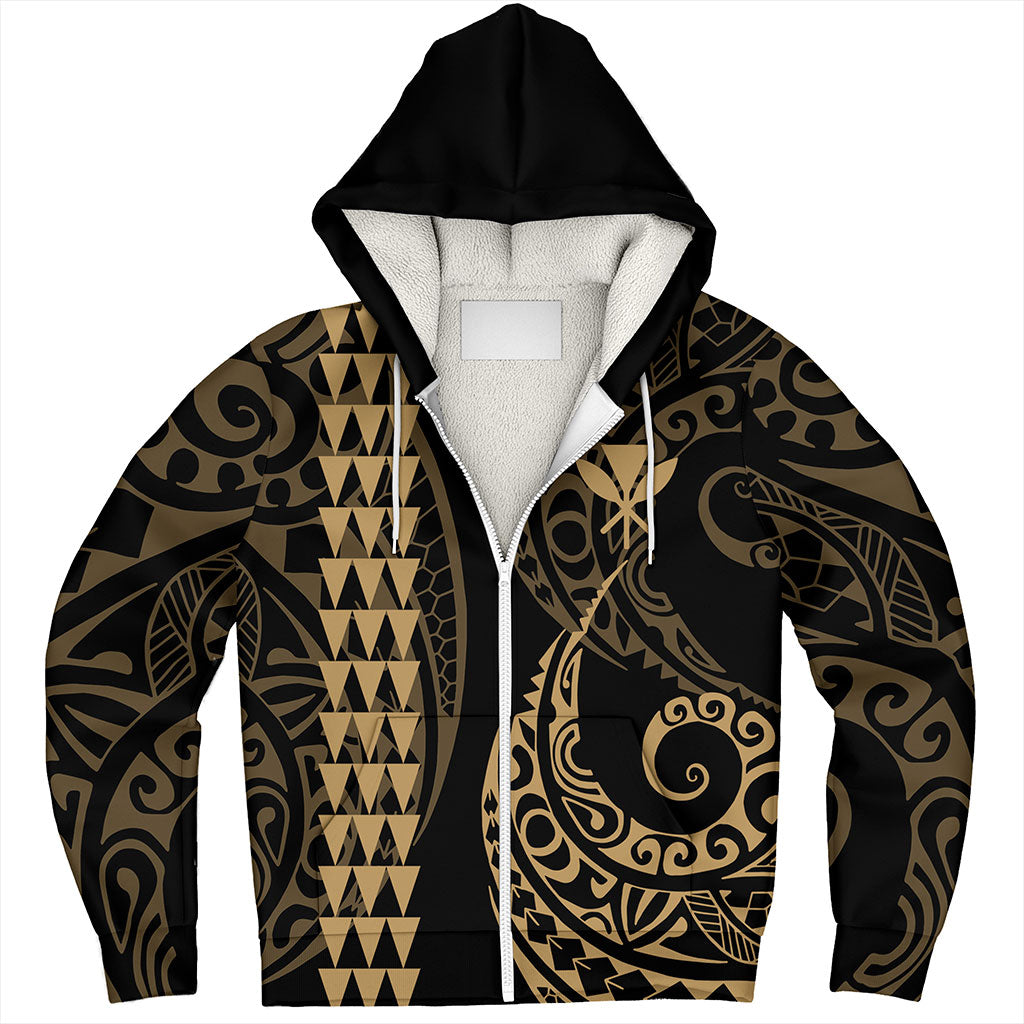 Hawaii Sherpa Hoodie Kanaka Kakau Style Ver.1