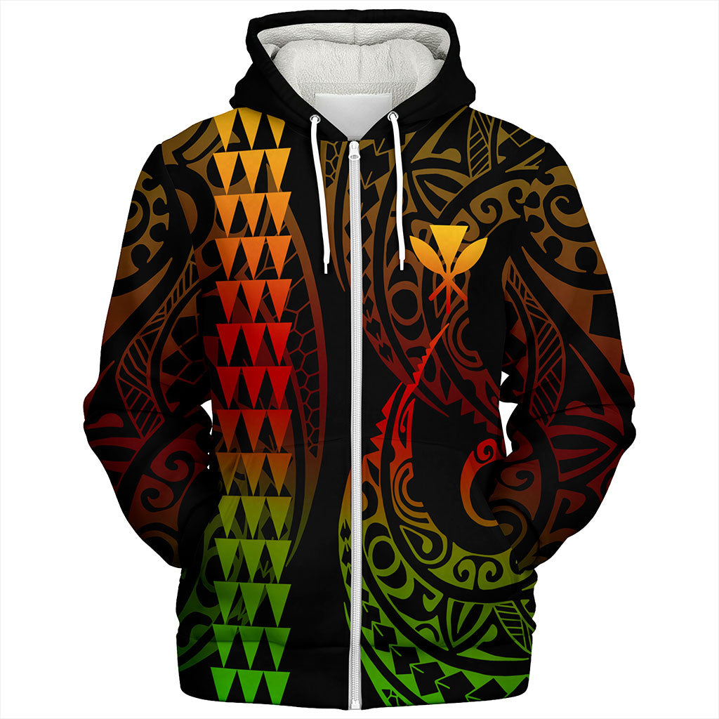 Hawaii Sherpa Hoodie Kanaka Kakau Style