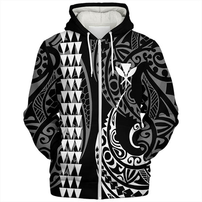 Hawaii Sherpa Hoodie Kanaka Kakau Style Ver.1