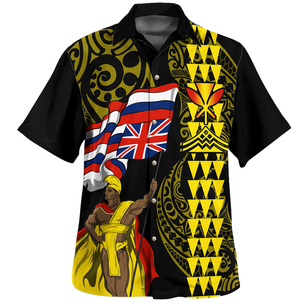 Hawaii Hawaiian Shirt Kanaka King Flag Kakau Style