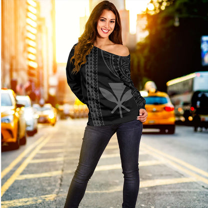 Hawaii Off Shoulder Sweatshirt Kanaka Maoli Polynesian Tribal Simple Style