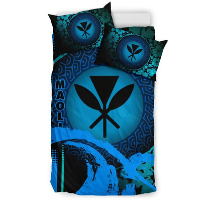 Kanaka Maoli Duvet Cover Set - Hibiscus And Wave Special Navy