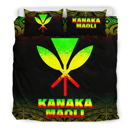 Kanaka Maoli Duvet Cover Set - Hawaii Reggae Fog Style