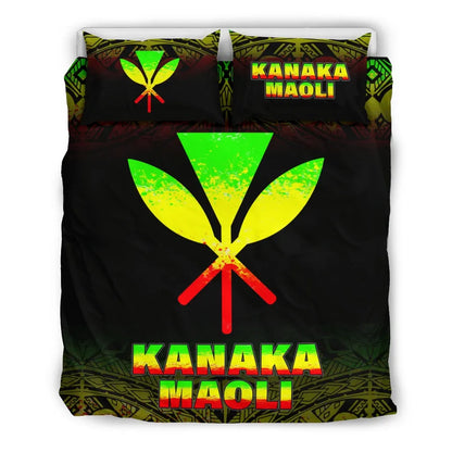 Kanaka Maoli Duvet Cover Set - Hawaii Reggae Fog Style