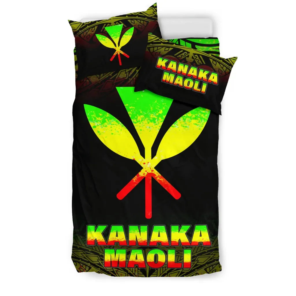 Kanaka Maoli Duvet Cover Set - Hawaii Reggae Fog Style