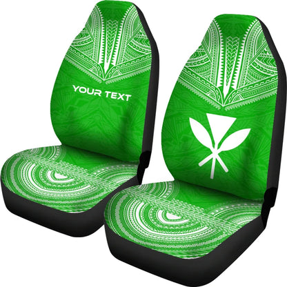 Hawaii Custom Personalised Car Seat Cover - Kanaka Maoli Polynesian Chief Tattoo Green Version