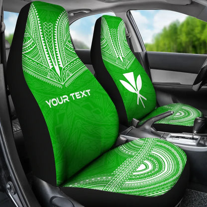 Hawaii Custom Personalised Car Seat Cover - Kanaka Maoli Polynesian Chief Tattoo Green Version