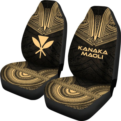 Hawaii Car Seat Cover - Kanaka Maoli Polynesian Chief Tattoo Gold Version