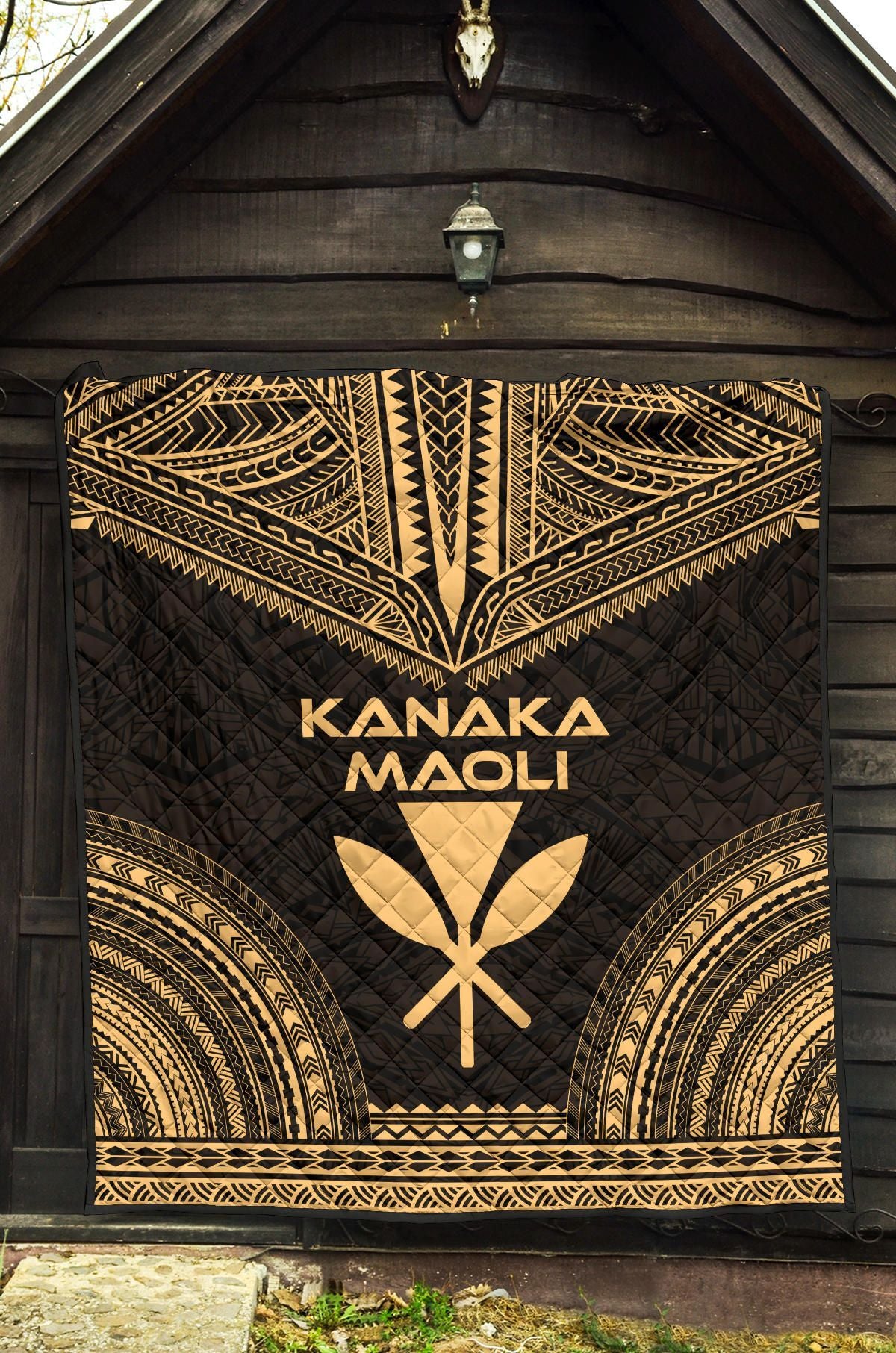 Hawaii Premium Quilt - Kanaka Maoli Polynesian Chief Gold Version