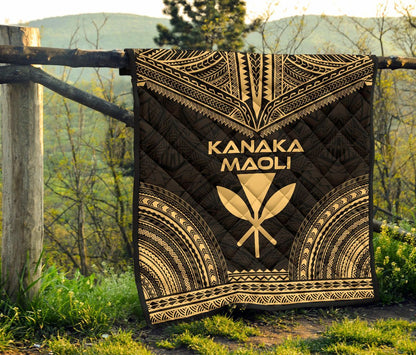 Hawaii Premium Quilt - Kanaka Maoli Polynesian Chief Gold Version