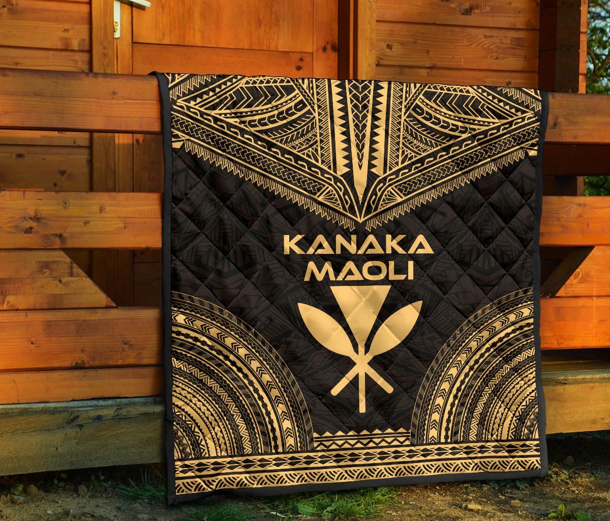 Hawaii Premium Quilt - Kanaka Maoli Polynesian Chief Gold Version