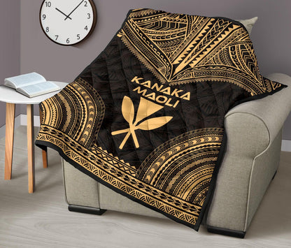 Hawaii Premium Quilt - Kanaka Maoli Polynesian Chief Gold Version