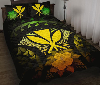 Kanaka Maoli (Hawaii) Polynesian Quilt Bed Set Hibiscus Reggae